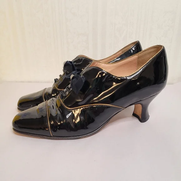 Anyi Lu Patent Leather Kitten Heels Satin Bow Size 38.5 US 8 - Picture 6 of 12